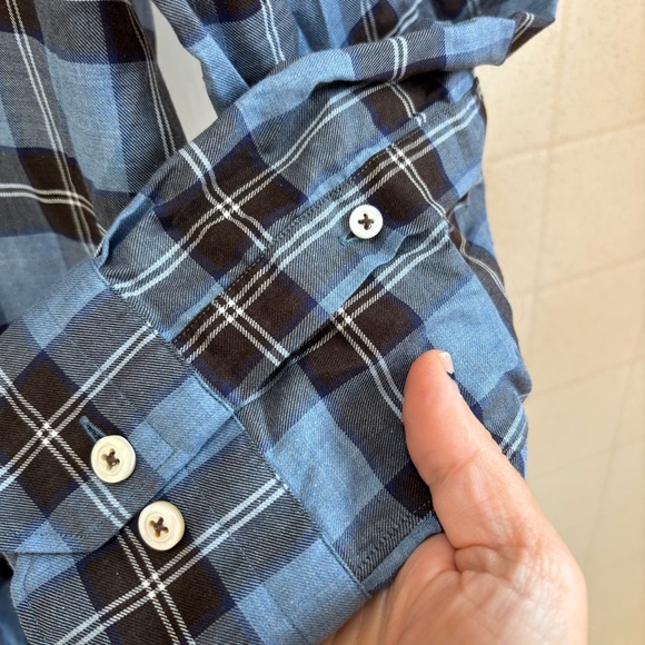 Calder Carmel Men's Cotton Blue and Black Plaid Button-Down Shirt Size XL - Picture 4 of 11